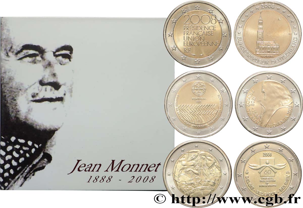 EUROPEAN CENTRAL BANK Lot 6 x 2 Euro commémorative 2008 MS