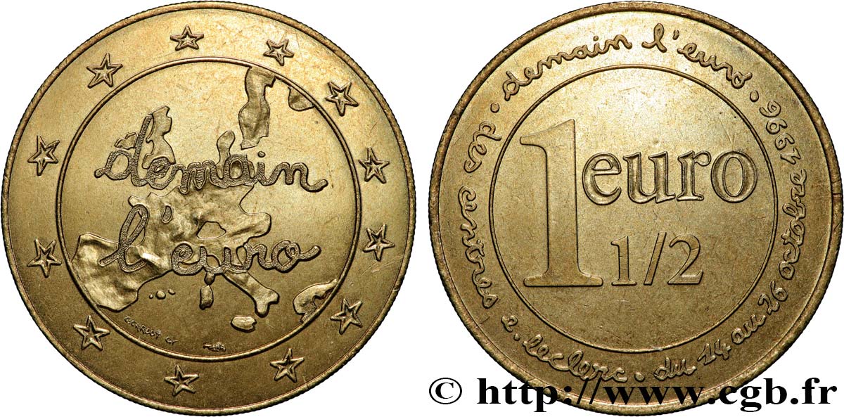 FRANCE 1 Euro 1/2 E.LECLERC - “Demain l’Euro” 1996 SUP