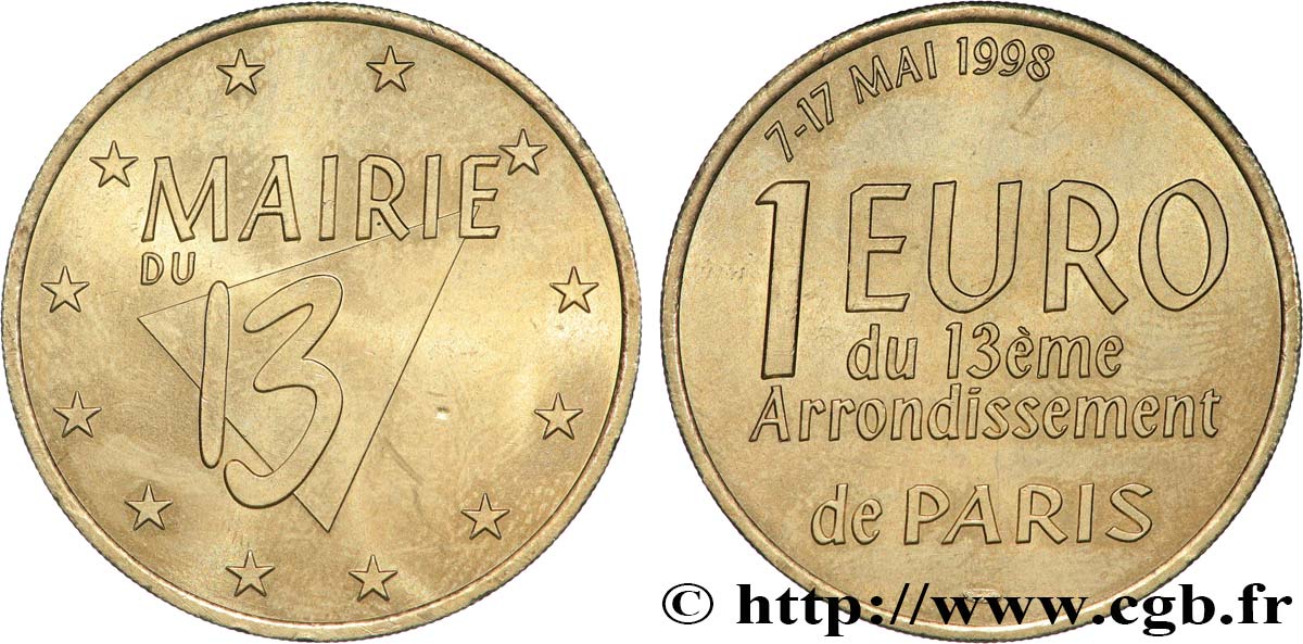 FRANCIA 1 Euro de Paris - Mairie du 13e (7 - 17 mai 1998) 1998 EBC