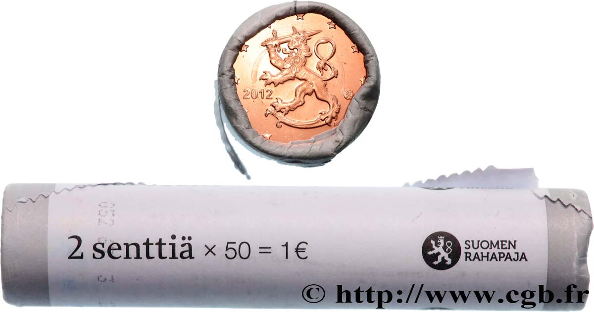 FINLANDE Rouleau 50 x 2 Cent LION HÉRALDIQUE 2012 SPL
