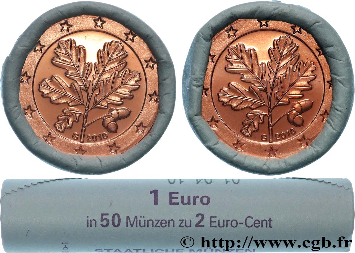GERMANIA Rouleau 50 x 2 Cent RAMEAU DE CHÊNE  2010 MS