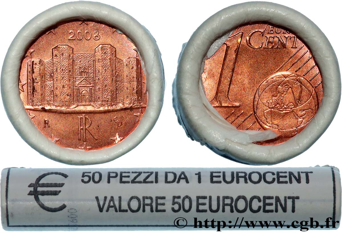 ITALIEN Rouleau 50 x 1 Cent CASTEL DEL MONTE 2008