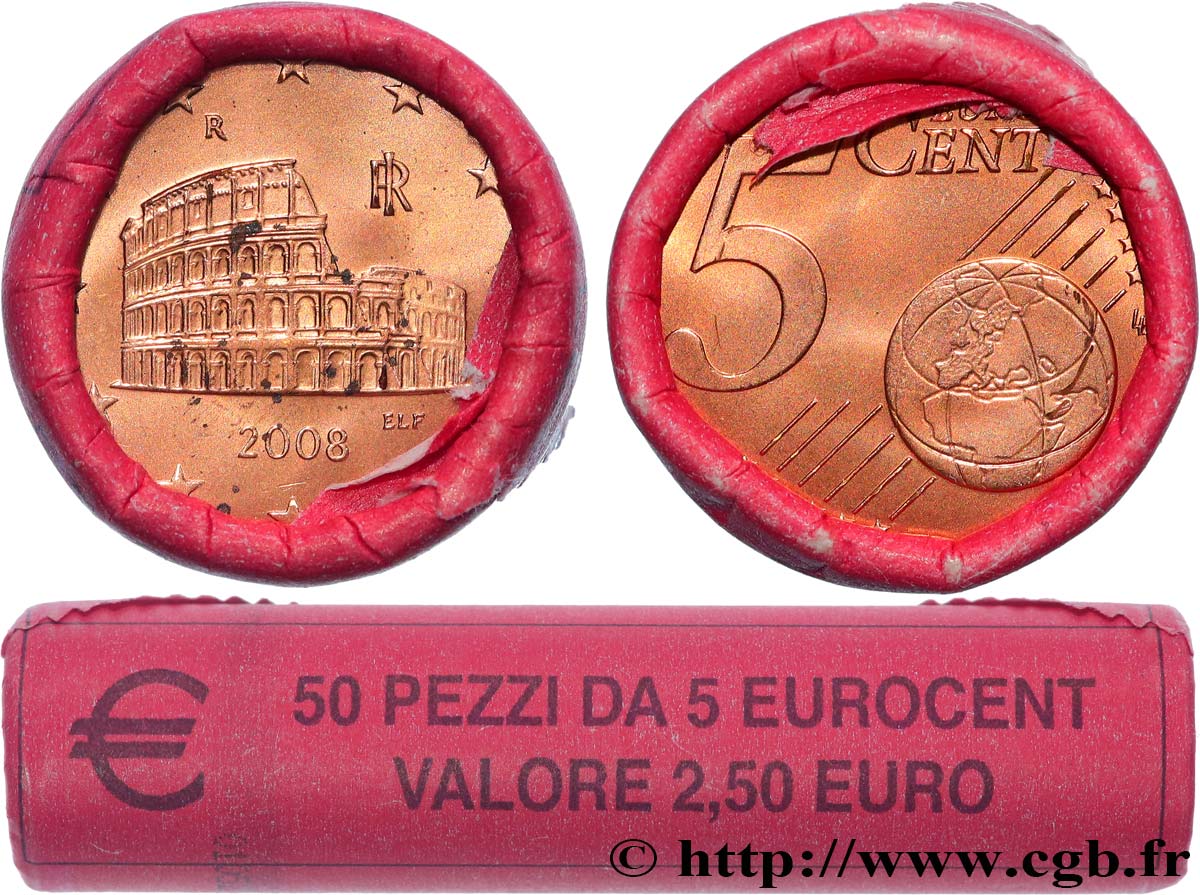 ITALIE Rouleau 50 x 5 Cent COLISÉE 2008 SPL