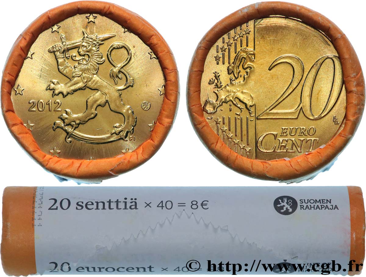 FINLAND Rouleau 40 x 20 Cent LION HÉRALDIQUE 2012 MS