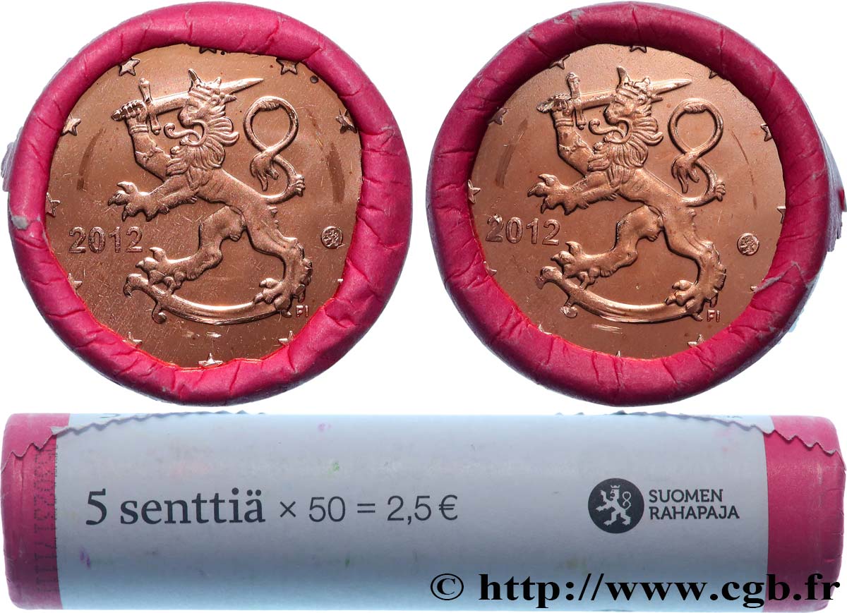 FINNLAND Rouleau 50 x 5 Cent LION HÉRALDIQUE 2012