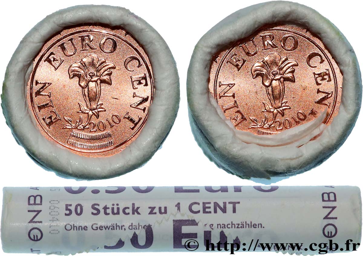 AUTRICHE Rouleau 50 x 1 Cent GENTIANE 2010 SPL