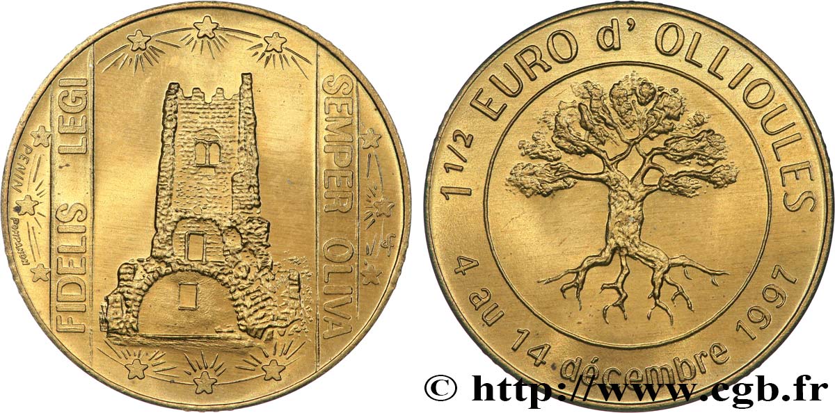 FRANCIA 1 Euro 1/2 d’Ollioules (4 - 14 décembre 1997) 1997 SC