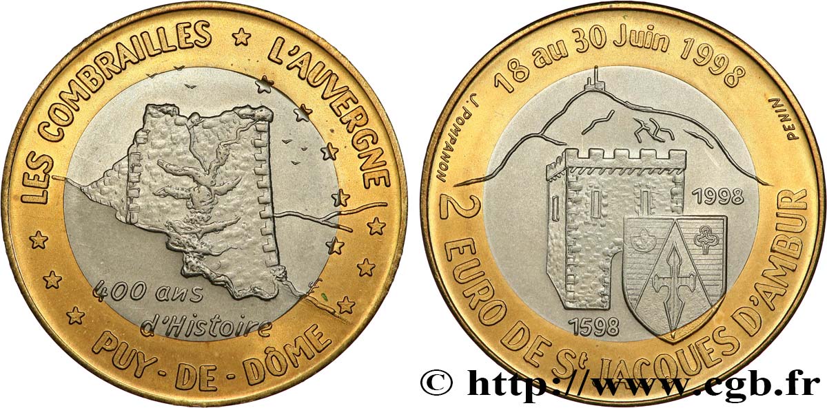 FRANCIA 2 Euro de Saint Jacques d’Ambur 1998 SC