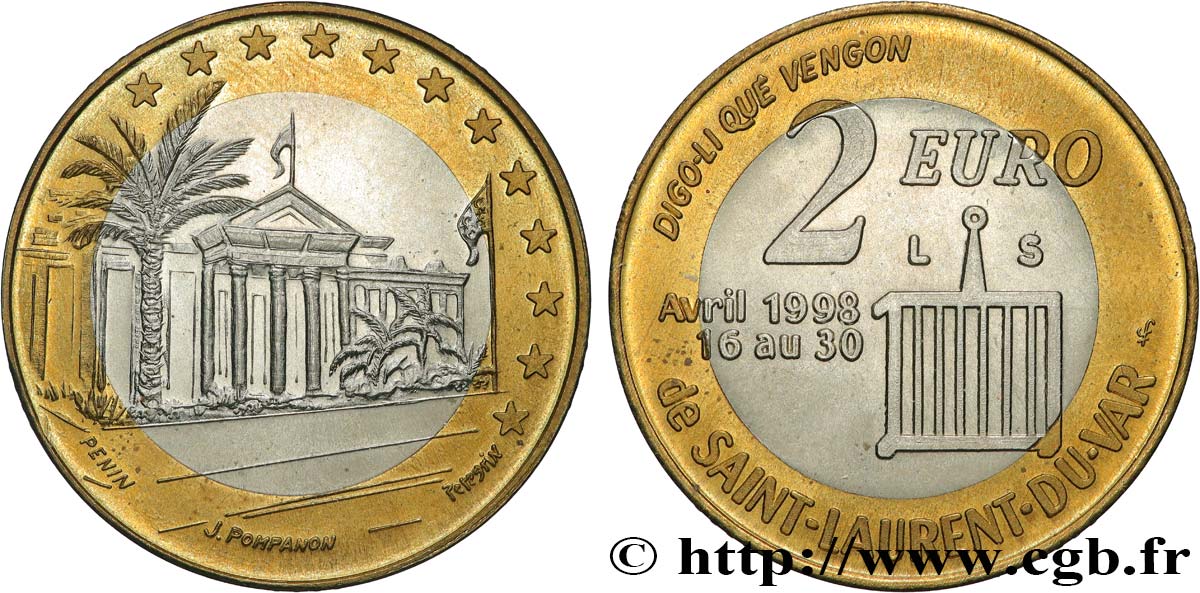 FRANKREICH 2 Euro de Saint-Laurent-du-Var (16 - 30 avril 1998) 1998