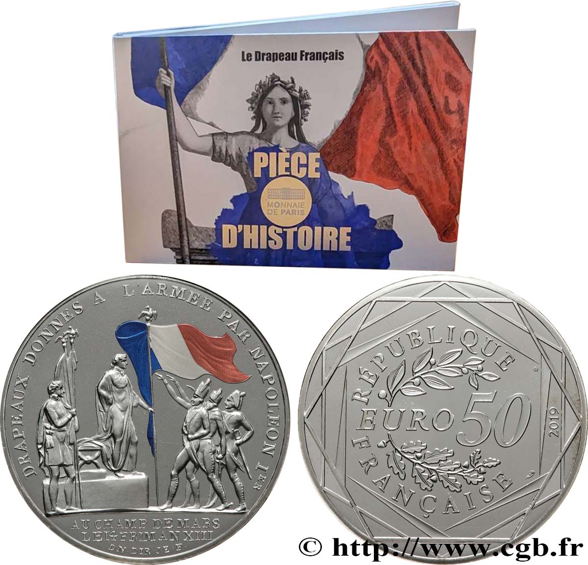 FRANCE 50 Euro LE DRAPEAU FRANÇAIS 2019 FDC