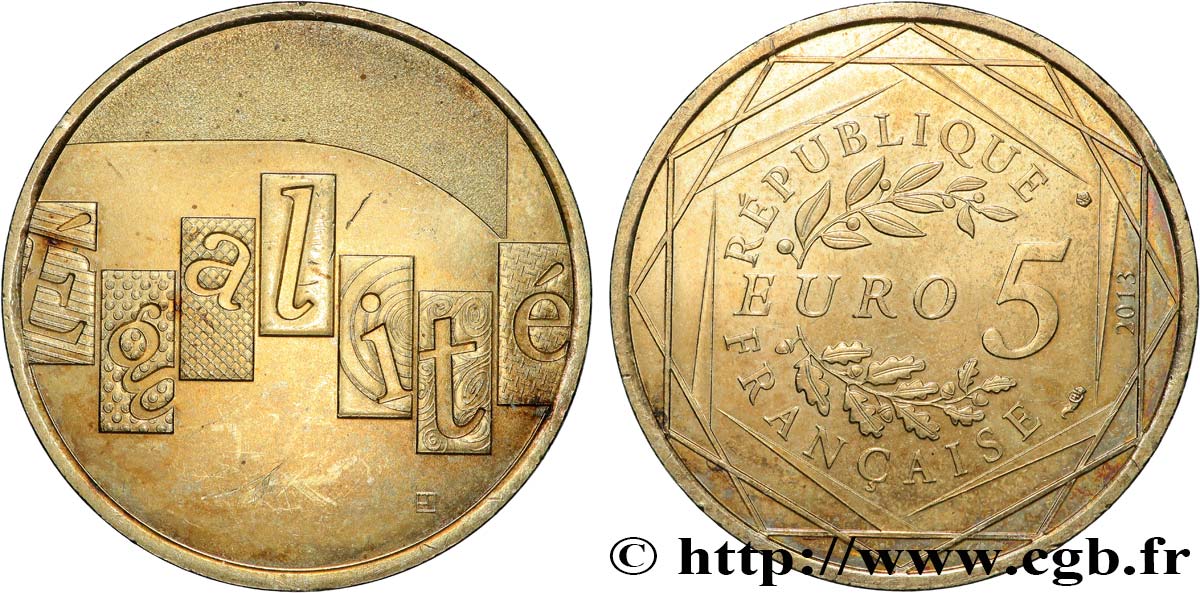 FRANCIA 5 Euro L ÉGALITÉ 2013 SC