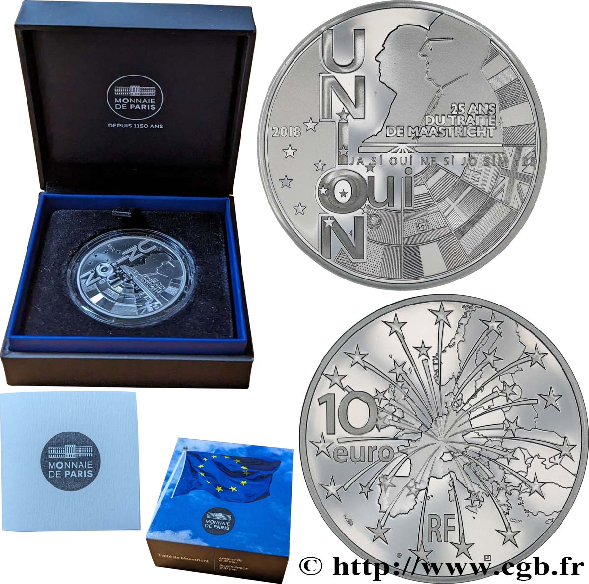 FRANCE BELLE ÉPREUVE 10 Euro 25 ANS DU TRAITÉ DE MAASTRICHT 2018 Proof set