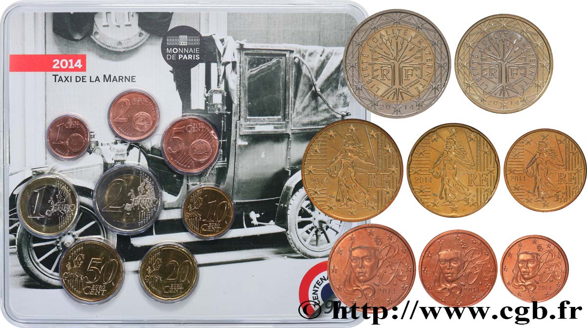 FRANCE SÉRIE Euro BRILLANT UNIVERSEL - TAXI DE LA MARNE 2014 Brilliant Uncirculated