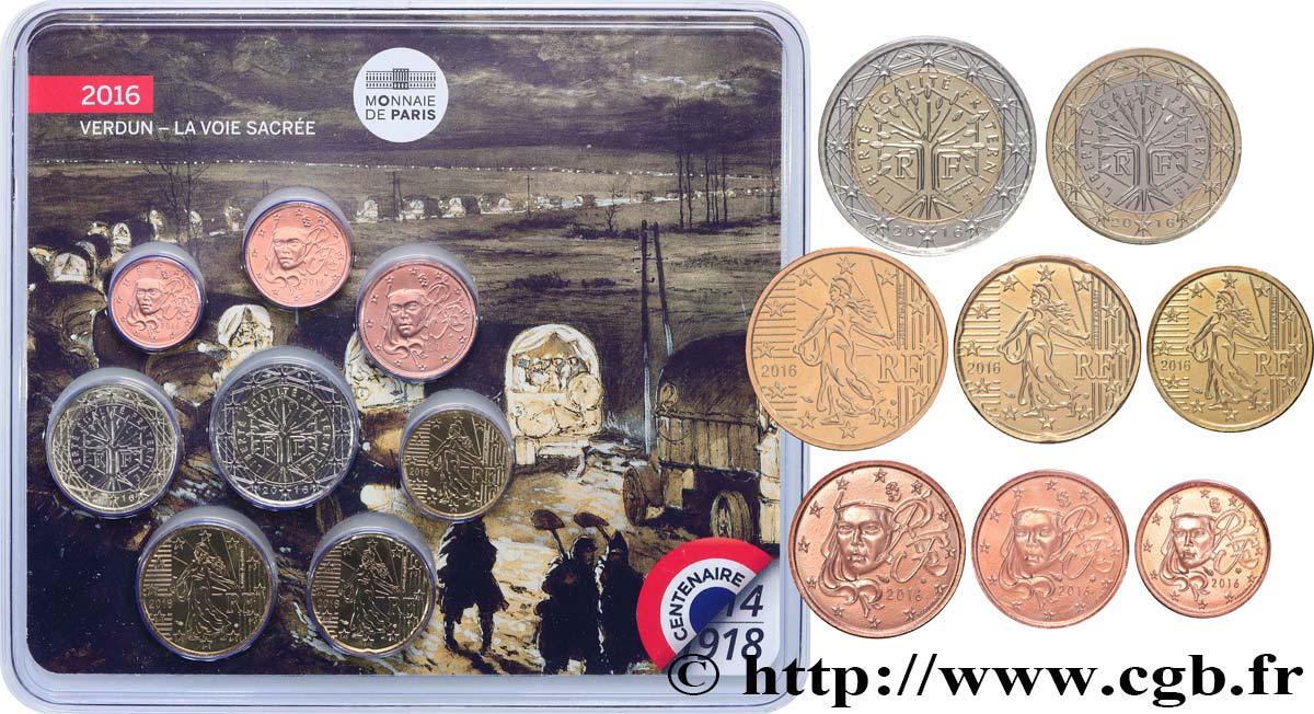 FRANCE SÉRIE Euro BRILLANT UNIVERSEL - VERDUN LA VOIE SACRÉE 2016 Brilliant Uncirculated