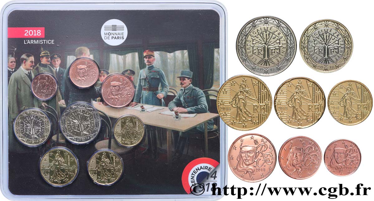 FRANCE SÉRIE Euro BRILLANT UNIVERSEL - L’ARMISTICE 2018 Brilliant Uncirculated