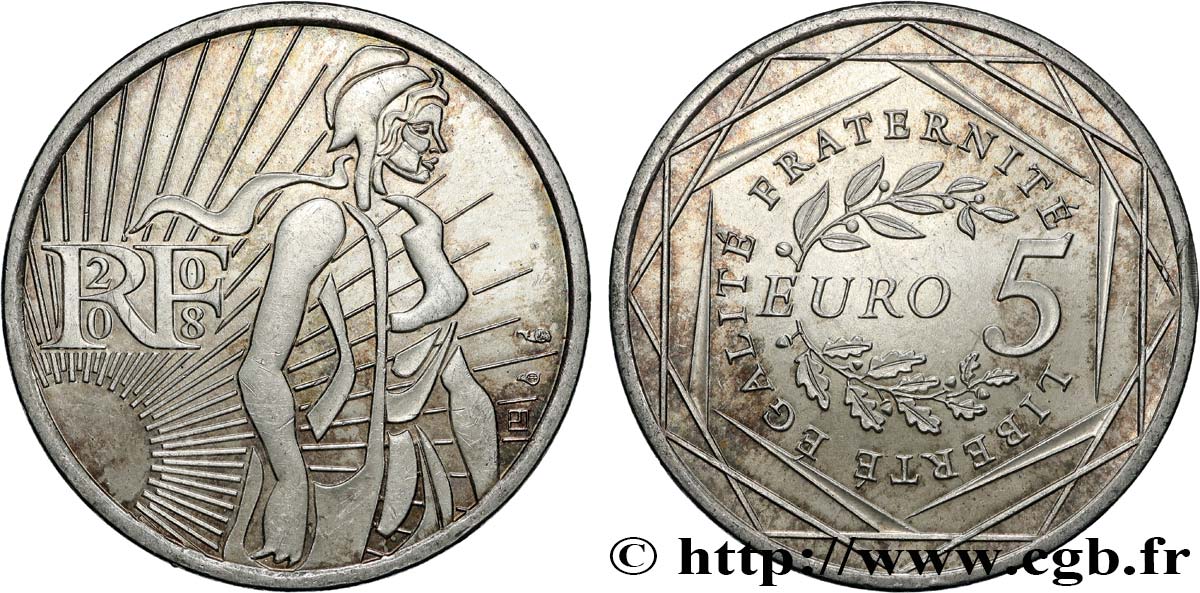 FRANCIA 5 Euro LA SEMEUSE 2008 MS