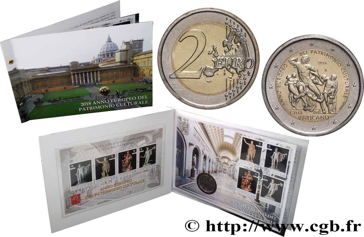 VATICANO Enveloppe philatélique 2 Euro ANNÉE EUROPÉENNE DU PATRIMOINE CULTUREL 2018 BU