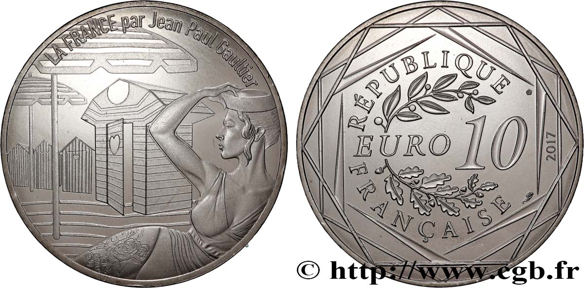 FRANCIA 10 Euro LA FRANCE PAR JEAN PAUL GAULTIER - LA NORMANDIE INSPIRANTE 2017 SC