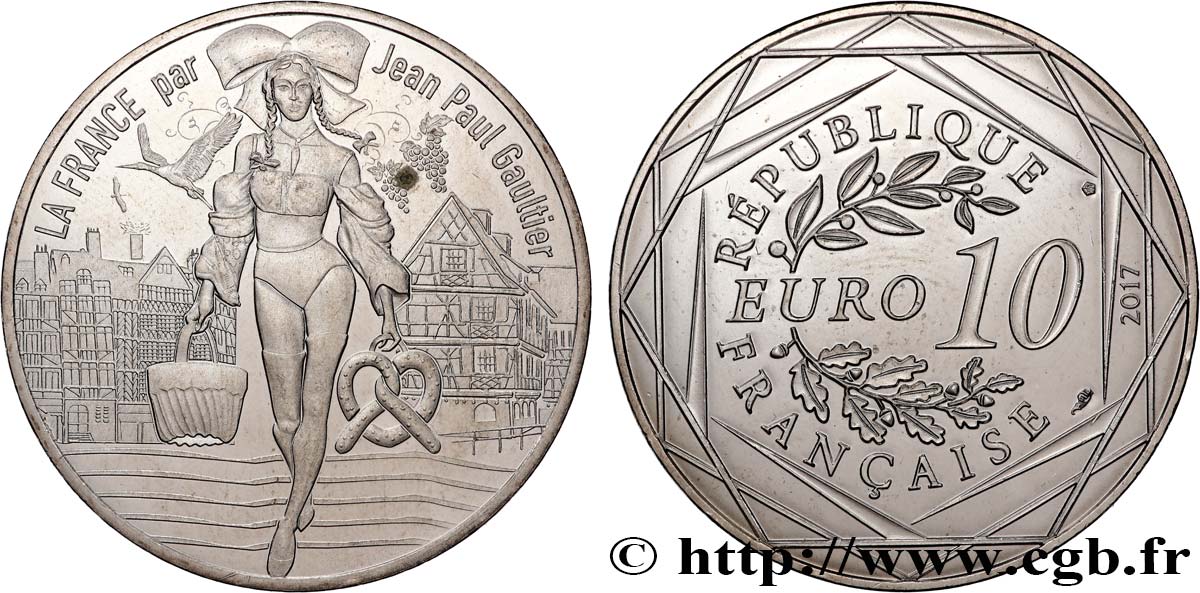 FRANCE 10 Euro LA FRANCE PAR JEAN PAUL GAULTIER - L’ALSACE GOURMANDE 2017 MS