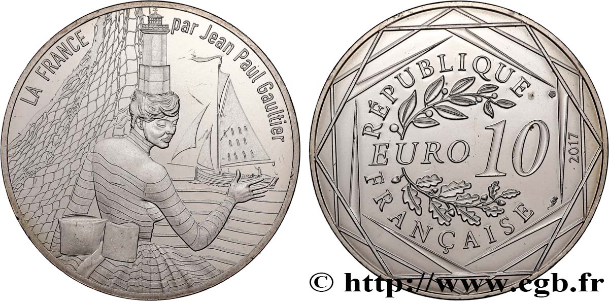 FRANCE 10 Euro LA FRANCE PAR JEAN PAUL GAULTIER - LA BRETAGNE BREIZH 2017 MS