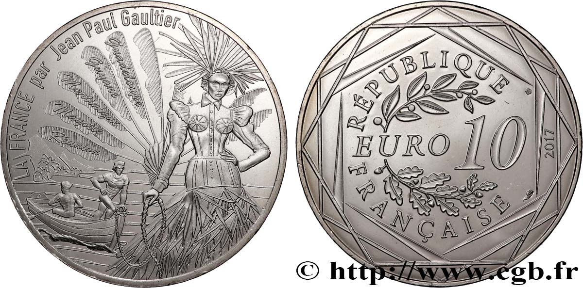 FRANKREICH 10 Euro LA FRANCE PAR JEAN PAUL GAULTIER - L’OUTRE-MER ÉTINCELANT 2017
