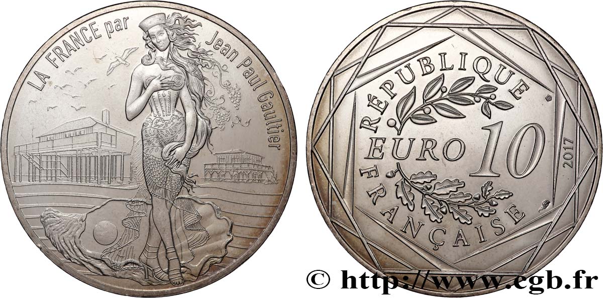 FRANCIA 10 Euro LA FRANCE PAR JEAN PAUL GAULTIER - L’AQUITAINE NOUVELLE 2017 MS