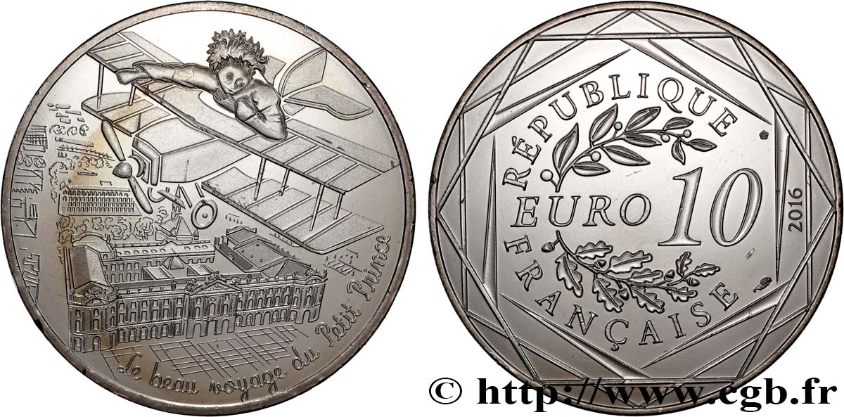 FRANCE 10 Euro LE PETIT PRINCE EN AVION 2016 MS