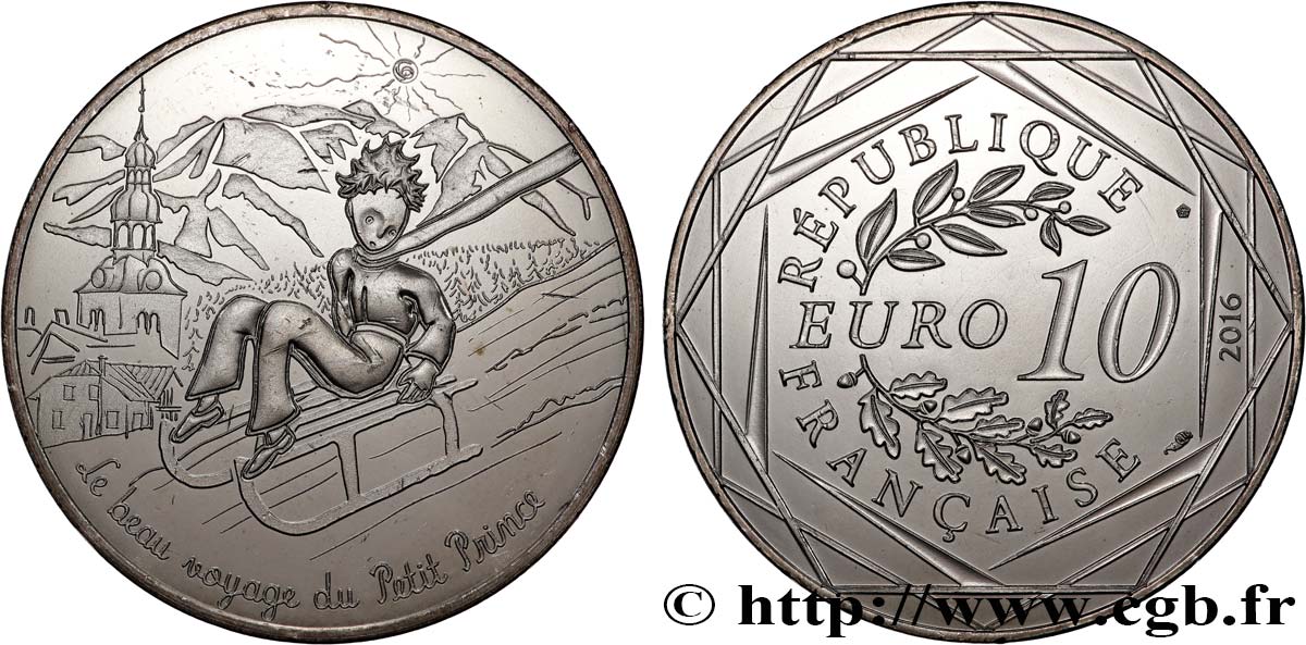 FRANCIA 10 Euro LE PETIT PRINCE FAIT DE LA LUGE 2016 SC