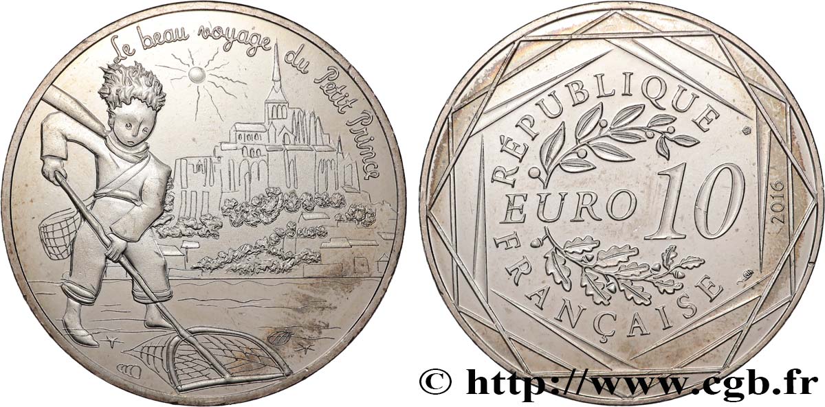 FRANCIA 10 Euro LE PETIT PRINCE - A LA PÊCHE AU MONT SAINT MICHEL 2016 SC