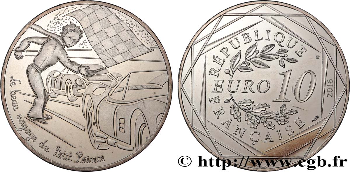 FRANCIA 10 Euro LE PETIT PRINCE AUX COURSES DE VOITURE 2016 SC