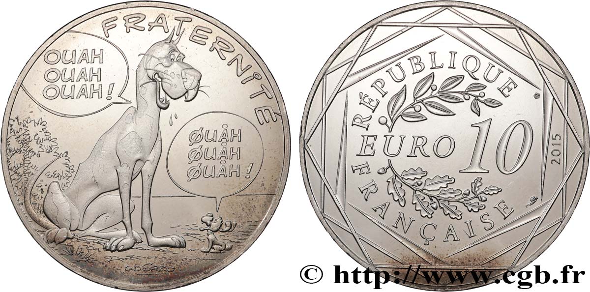 FRANCIA 10 EURO ASTÉRIX ET LES VALEURS DE LA RÉPUBLIQUE - Fraternité DANOIS 2015 MS