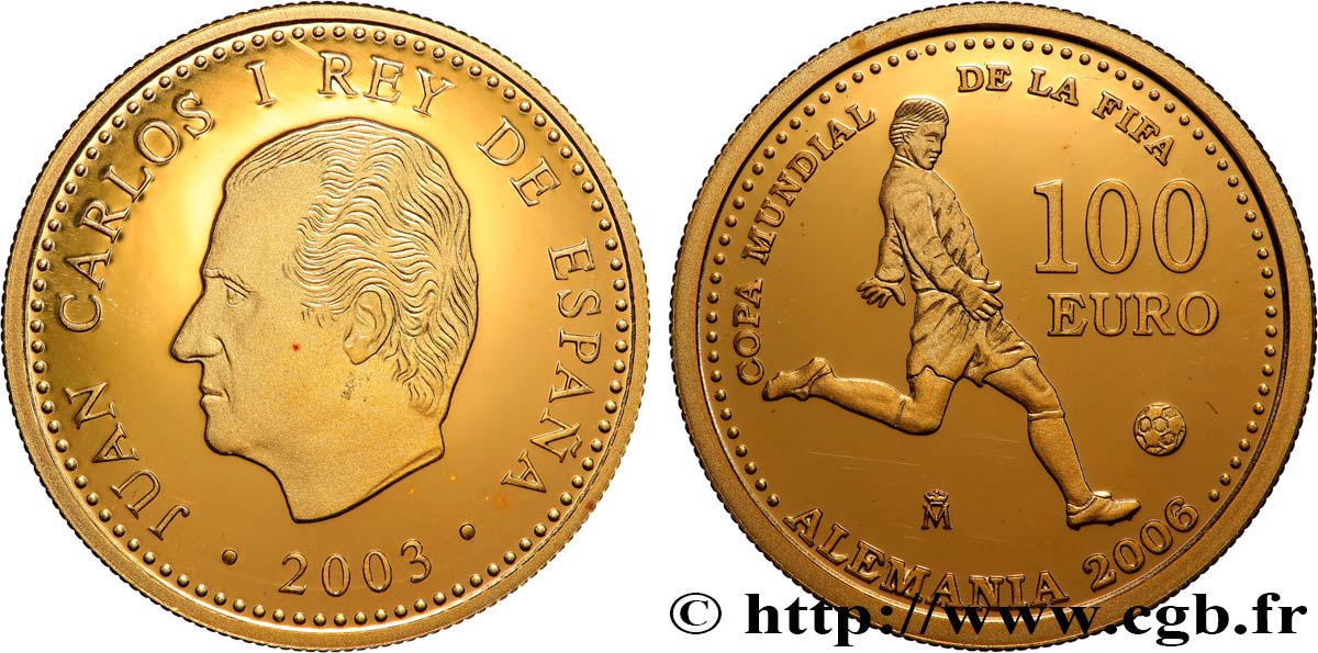 ESPAGNE 100 Euro Proof Coupe du monde FIFA 2006 2003 BE