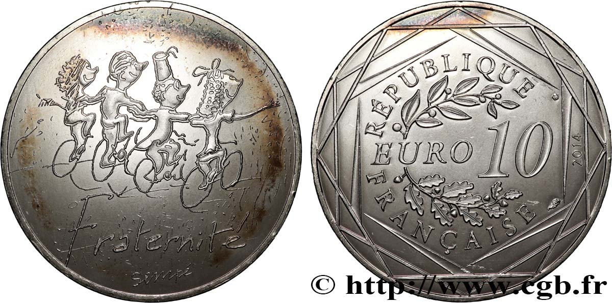FRANCE 10 Euro FRATERNITÉ par SEMPÉ (printemps) 2014 SPL