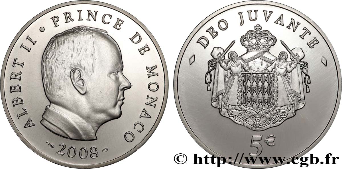 MONACO 5 Euro ALBERT II - PRINCE DE MONACO 2008 Brilliant Uncirculated