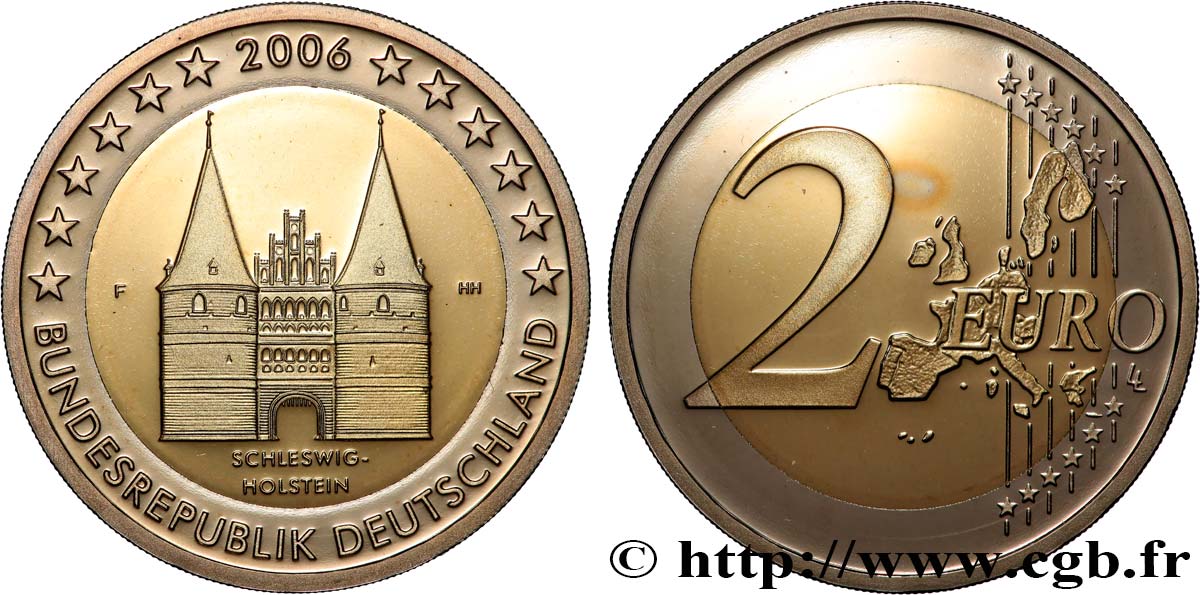ALLEMAGNE BELLE ÉPREUVE 2 Euro SCHLESWIG-HOLSTEIN - HOLSTENTOR DE LUBECK - Stuttgart F 2006 BE