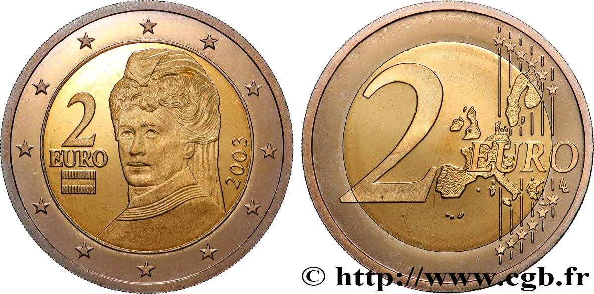 AUTRICHE BELLE ÉPREUVE 2 Euro VON SUTTNER  2003 BE