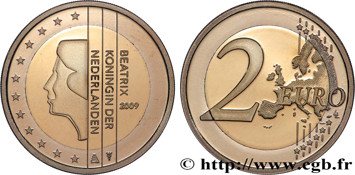 NETHERLANDS BELLE PREUVE 2 Euro BEATRIX 2009 Utrecht feu 890995