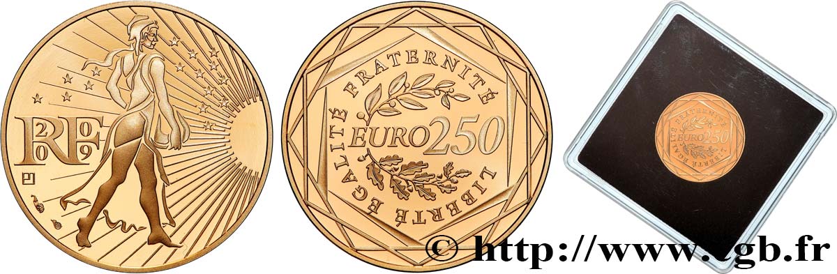 OR, PALLADIUM ET PLATINE INVESTISSEMENT 250 Euro LA SEMEUSE (or) 2009 BU