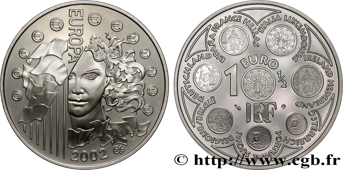FRANCE Belle Épreuve 1 Euro 1/2 L’EUROPA  2002 BE