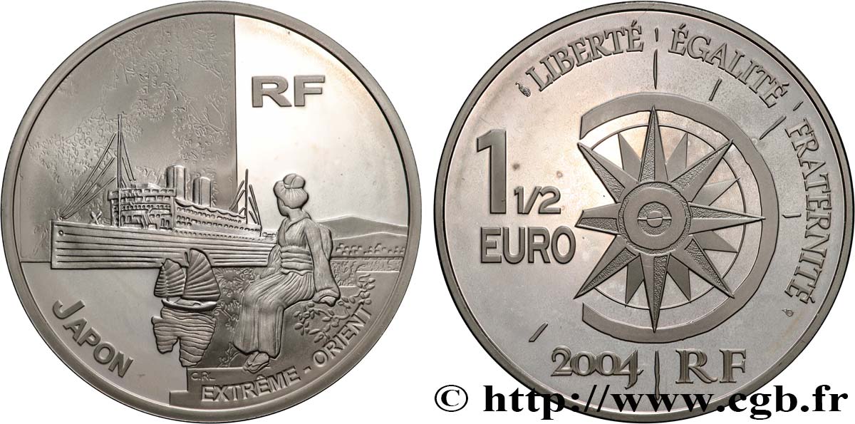 FRANCIA Belle Épreuve 1 Euro 1/2 MESSAGERIES MARITIMES 2004 Prueba