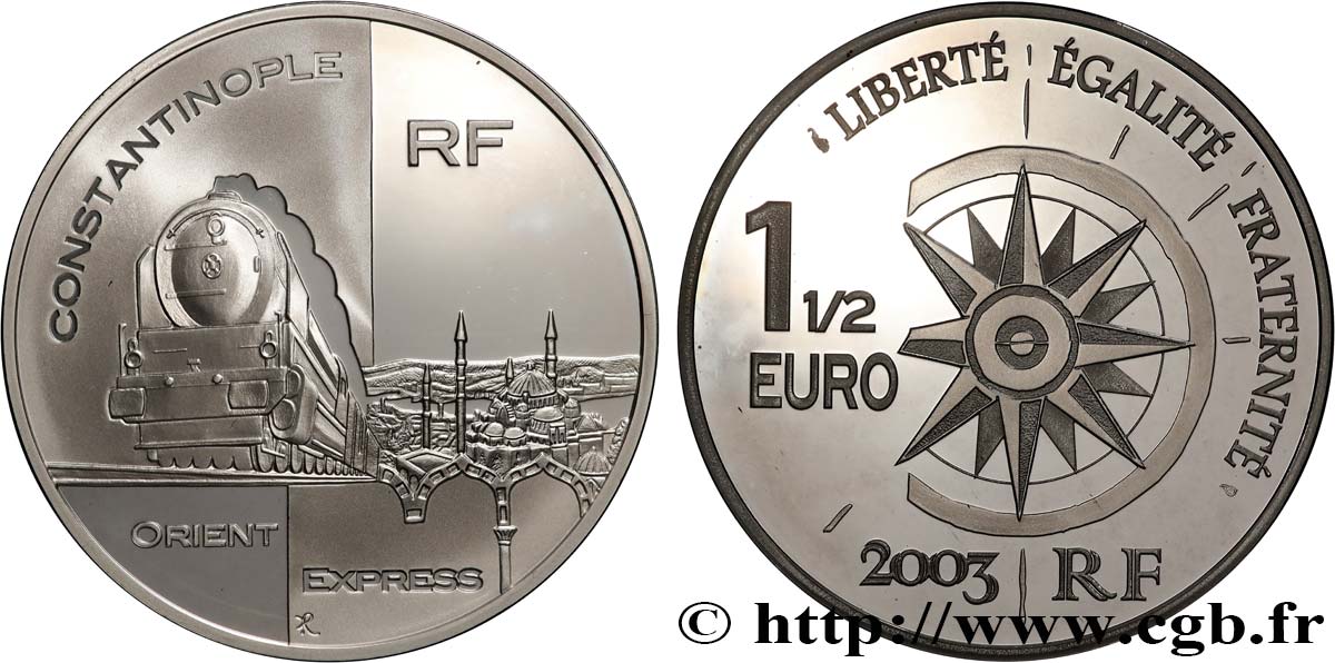 FRANCE Belle Épreuve 1 Euro 1/2 L’ORIENT EXPRESS 2003 BE