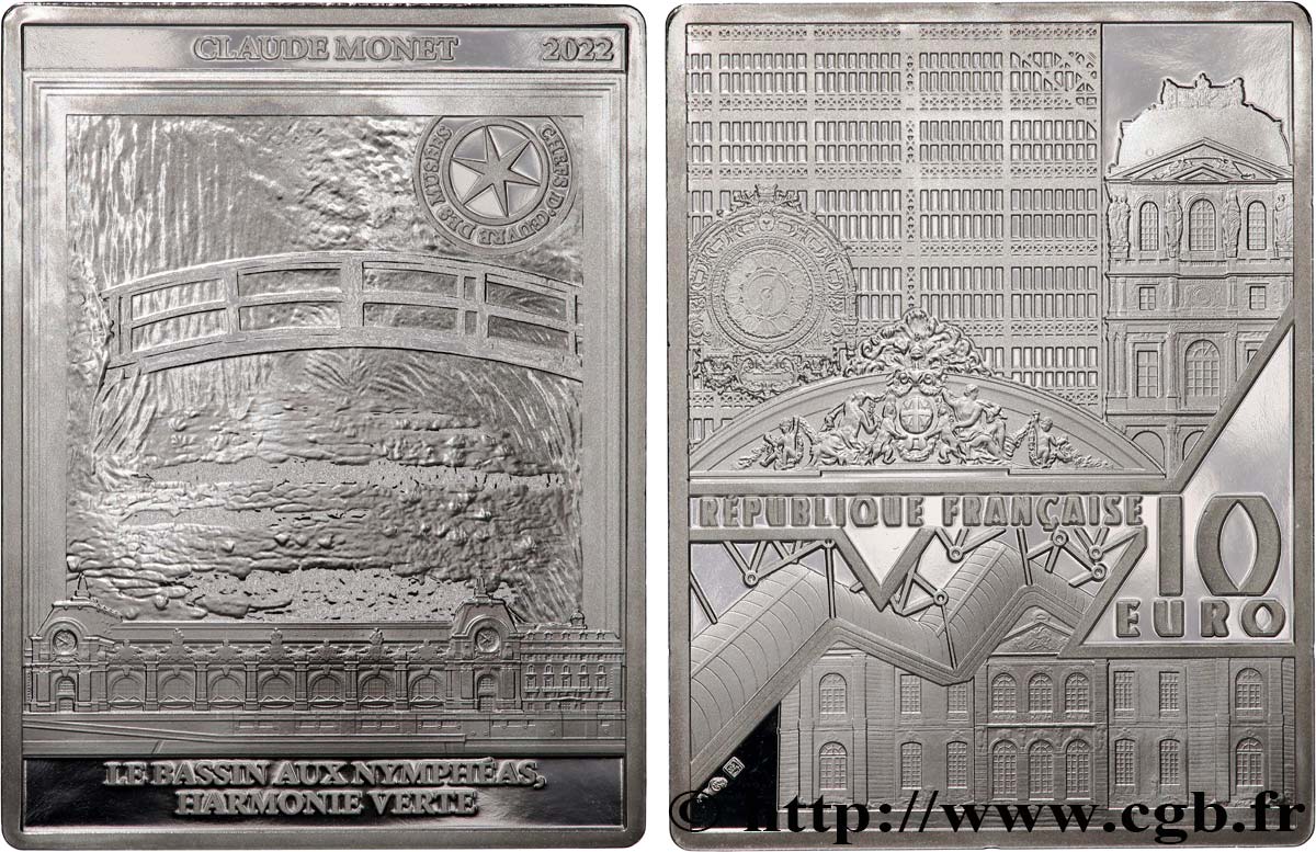 FRANCE Belle Epreuve 10 Euro MONET “LE BASSIN AUX NYMPHEAS” 2022 BE