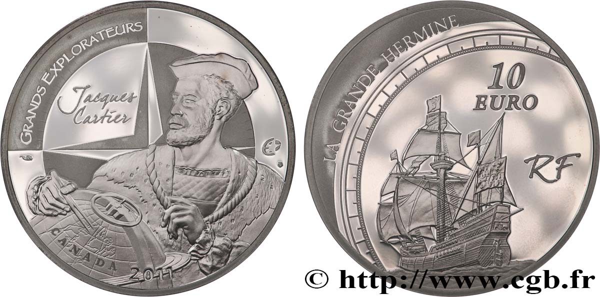 FRANCE Belle Épreuve 10 Euro JACQUES CARTIER 2011 Proof set