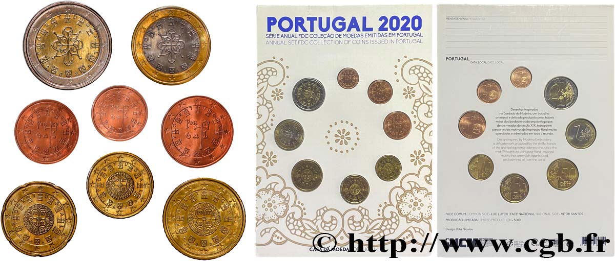 PORTUGAL SÉRIE Euro FDC 2020 FDC