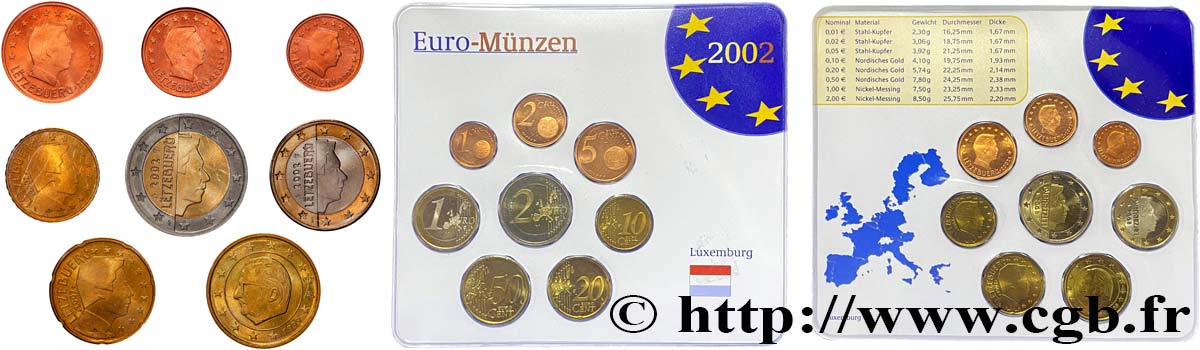 LUXEMBOURG SÉRIE/MINISET Euro ANNUELLE  2002 Brilliant Uncirculated