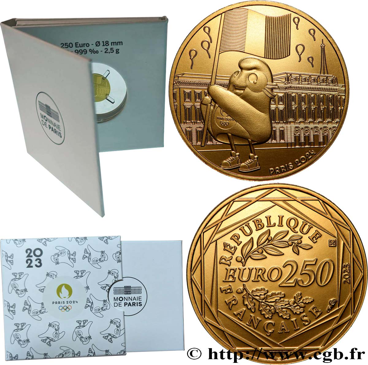 FRANCE 250 Euro PHRYGE 2023 Brilliant Uncirculated