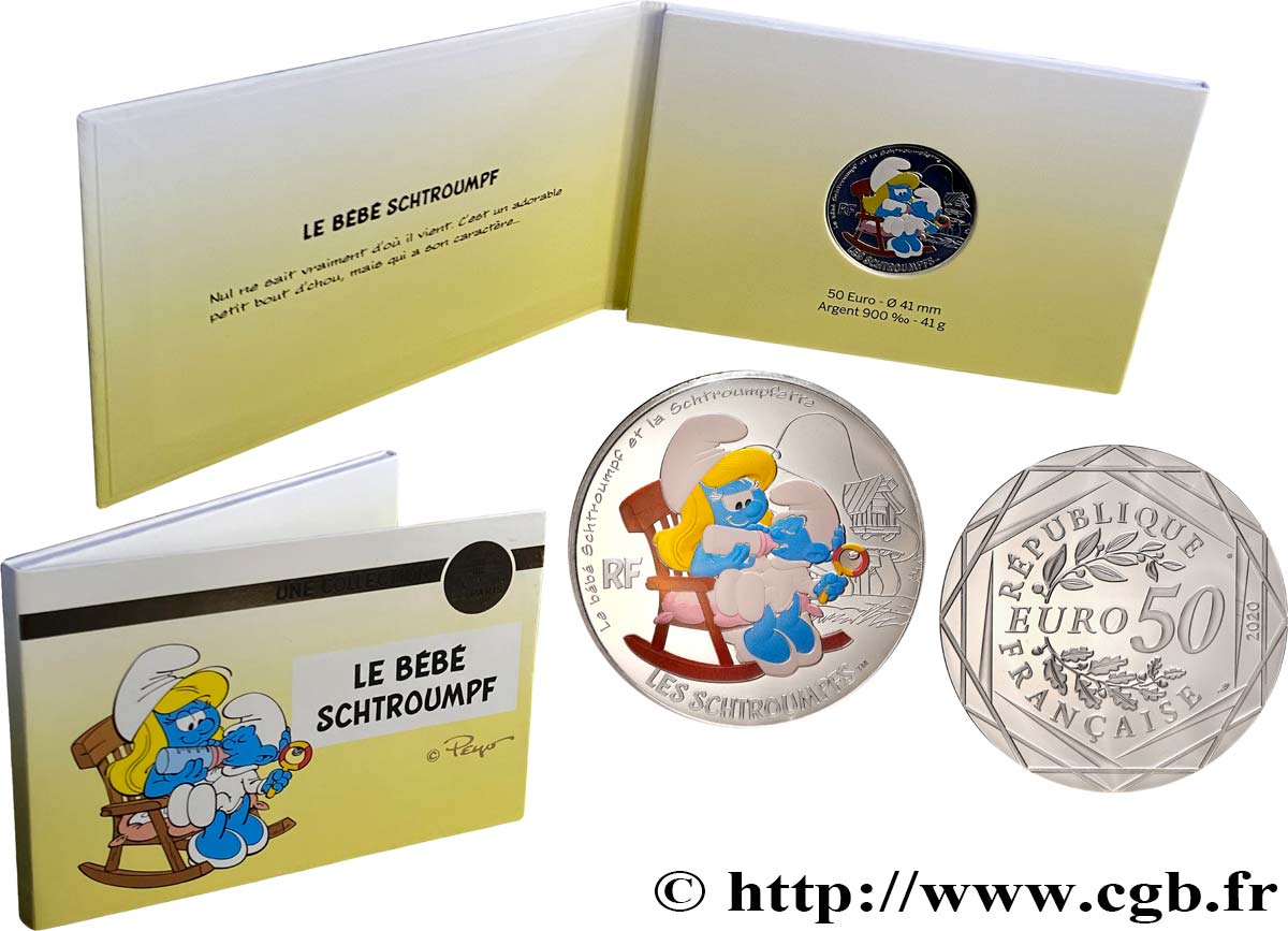 FRANCE 50 Euro LES SCHTROUMPFS - LE BÉBÉ SCHTROUMPF 2020 FDC