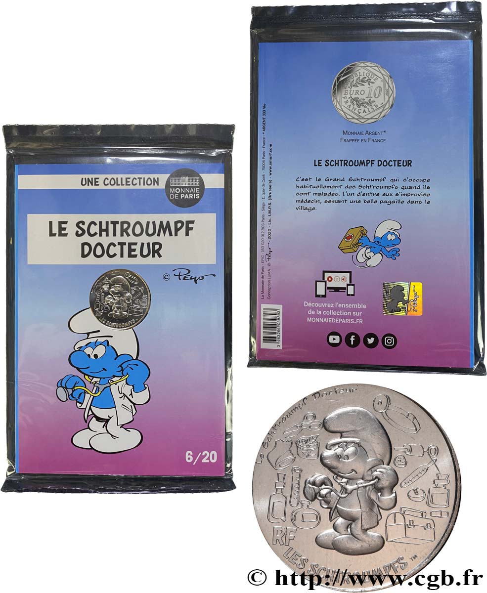 FRANKREICH 10 Euro LES SCHTROUMPFS - SCHTROUMPF DOCTEUR 2020