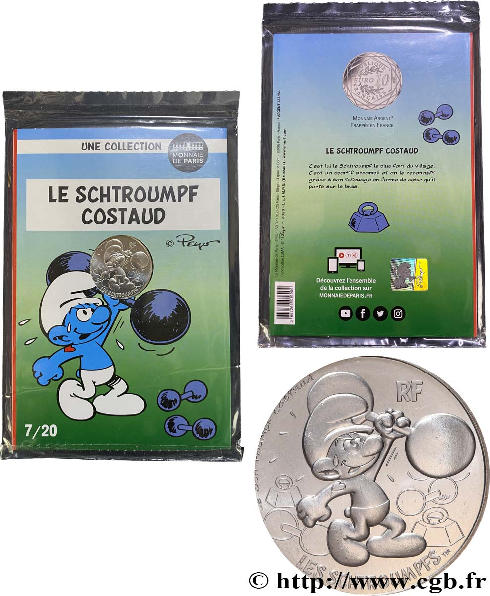 FRANKREICH 10 Euro LES SCHTROUMPFS - SCHTROUMPF COSTAUD 2020