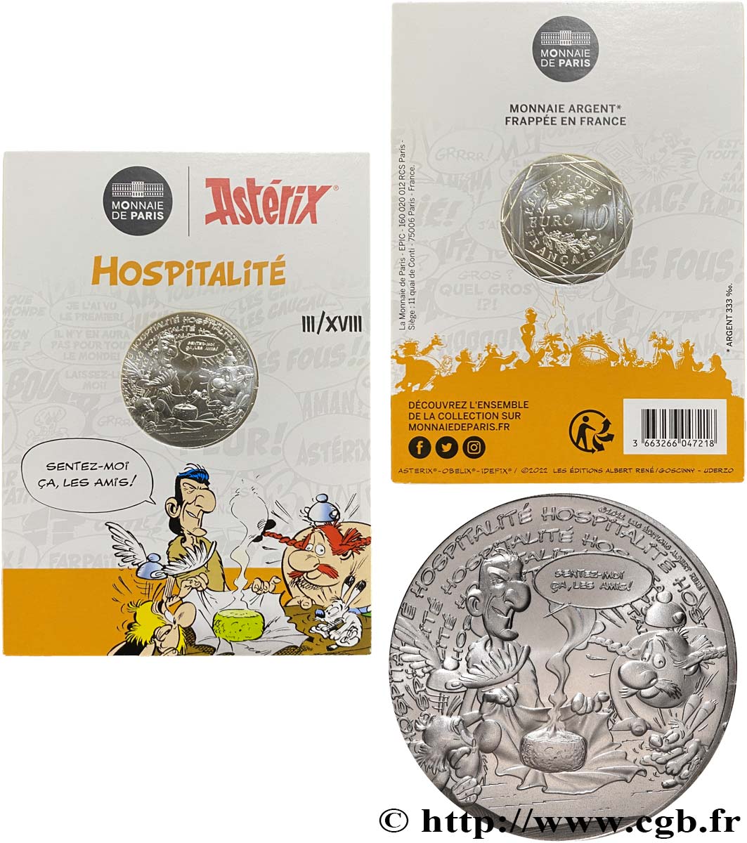 FRANCIA 10 Euro ASTÉRIX - HOSPITALITÉ 2022 FDC